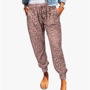 Soft pink Leopard print 4 pocket xl pants